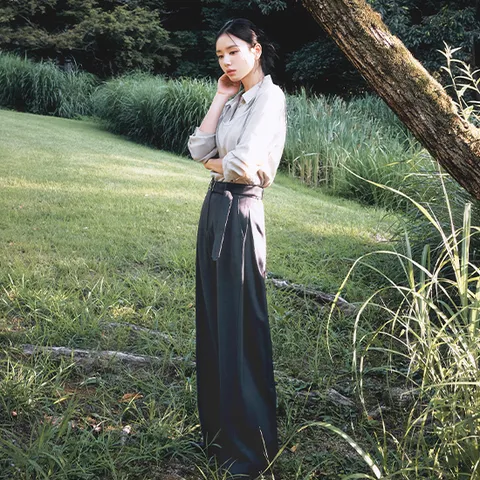 [최초가 69,900]25FW 벨티드 튤립 커브드 팬츠