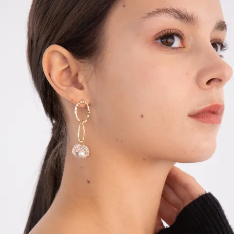 Oval link knit pendant drop earring