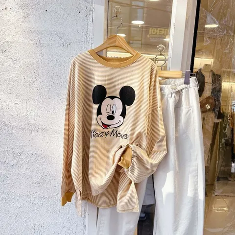 [브리치] 보블리에 / (정품) 와이드핏 스트라이프 Mickey 맨투맨