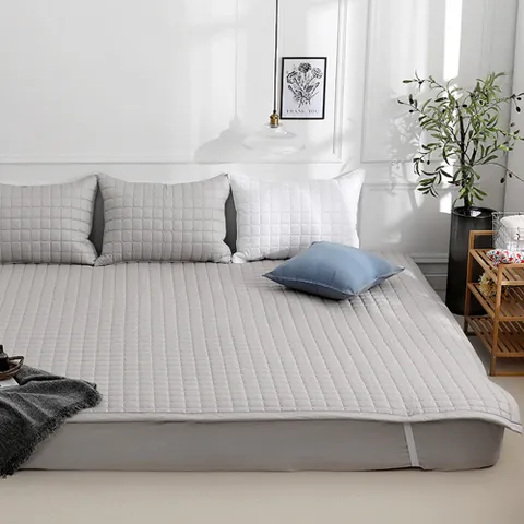 패밀리 사이즈 순면 방수 침대패드 누빔 고정밴드 매트리스 커버 매트 커버 침대 시트