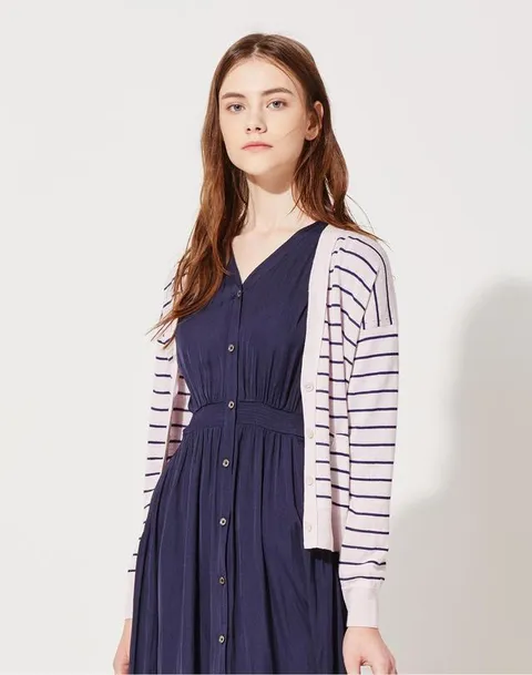 [아떼 바네사브루노 여성] [[21SS]] VLSW1B269P1 핑크 스트라이프 레터링 가디건