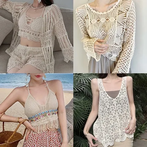 [하프클럽/모노무드]MNO 크로셰 그물니트 숏팬츠 세트업 긴소매 이지니트가디건 시스루니트 여름니트 망사니트