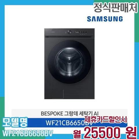 삼성 비스포크 세탁기 AI 21kg WF21CB6650BV 60개월 38,500