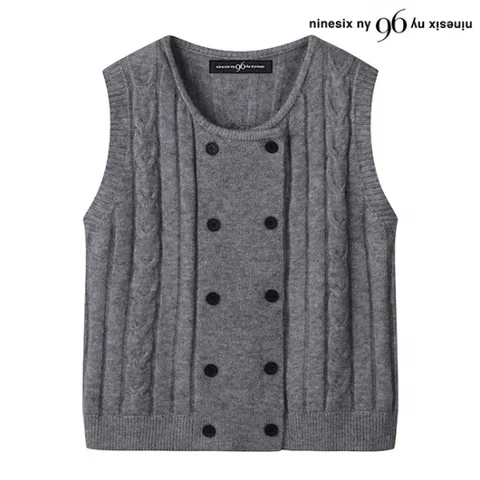 정상가:59,000원｜더블 버튼 케이블 베이직 니트 베스트 (NO3VW001L0)