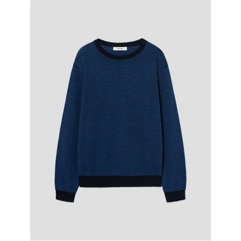 강연 스트라이프 라운드 니트  블루 (425851LY2P)