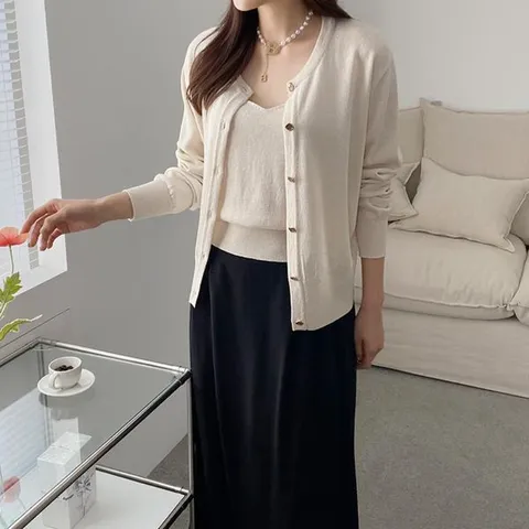 [하프클럽/옷자락]여자 여름 린넨 기본무지 나시 썸머 세트