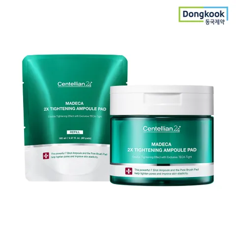 마데카 더블 타이트닝 앰플 패드 1개+리필 60매 1개 모공 피부 탄력 미백 주름케어 광채 리프팅