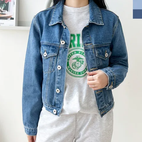 블레오 여성 봄 가을 카라 데일리 데님자켓 청자켓