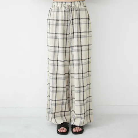 아이우먼 체크끈밴딩린넨통바지 BNP588M306 빅사이즈