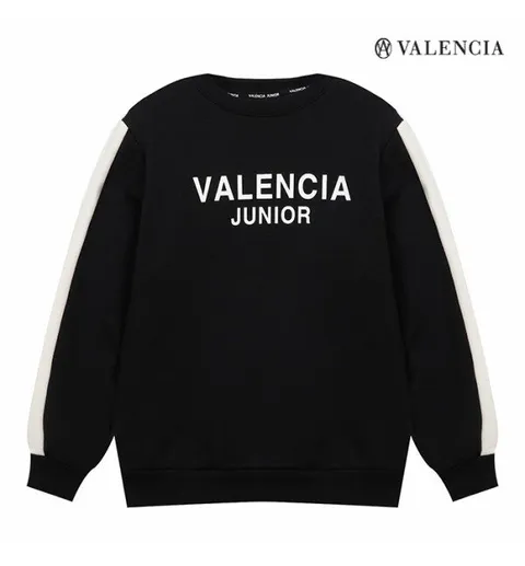 소매배색 기모 맨투맨 블랙