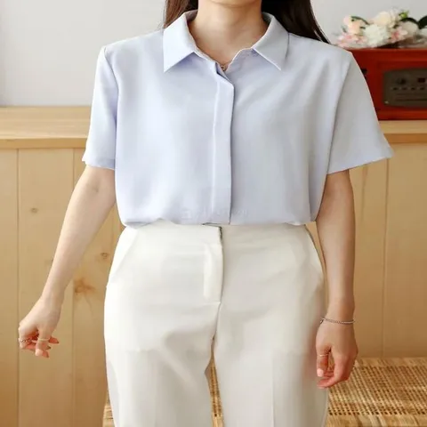 [하프클럽/옷자락]여자 무지 교생룩 링클프리 셔츠