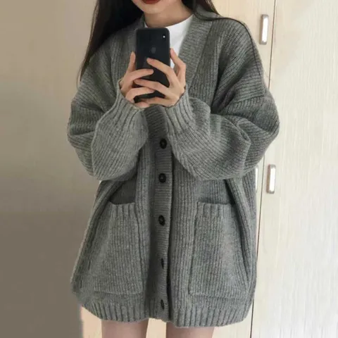 도톰 하찌니트 가디건 양포켓 포근 여리핏 브이넥