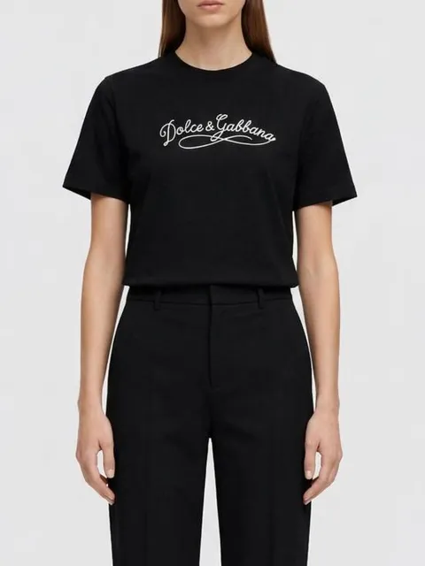 [해외직구] 26SS  자수 저지 티셔츠 F8V42ZGDDL1 N0000 Black