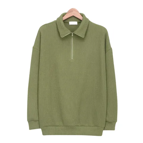맨투맨 무지 긴팔 골지 반집업 티셔츠 SBN112