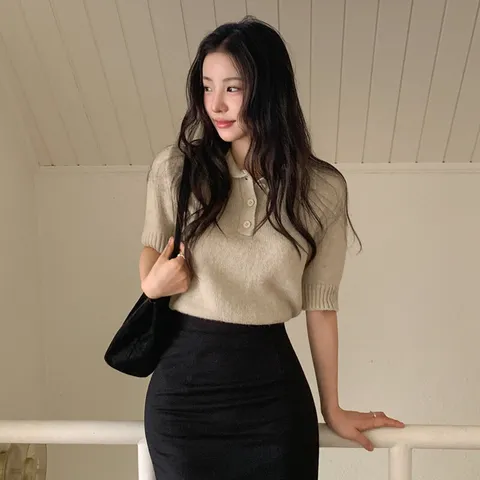 [모어렌] [MADE] 젠디스 울 카라 반팔 니트 [tnt0785]