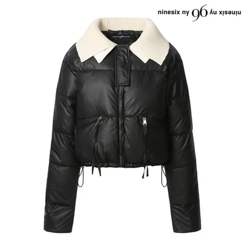 정상가:139,000원 ㅣ 레더 니트 배색 카라 스트링 패딩 점퍼 (NO4JJ006L0)