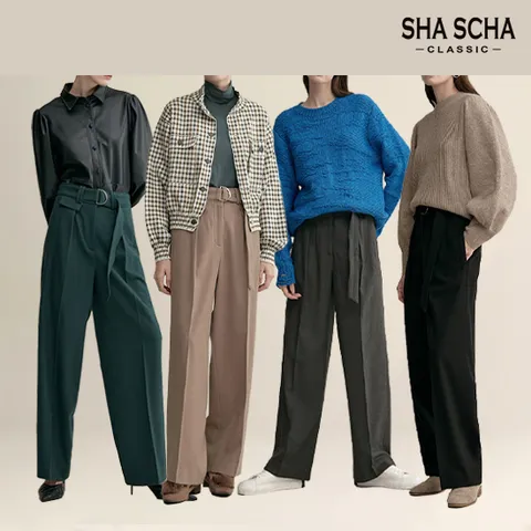 [홈쇼핑인기] 울혼방 벨티드 와이드 슬랙스 1종