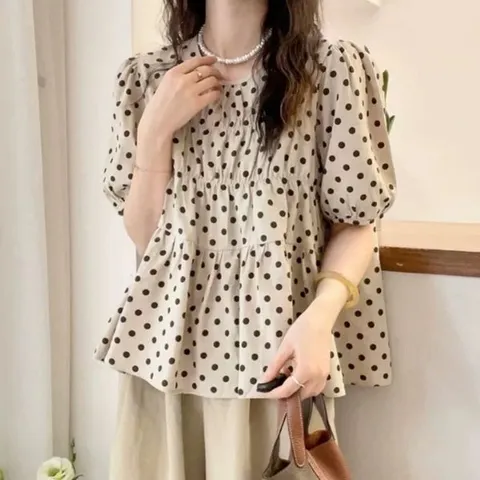 [하프클럽/디애이치]베케 퍼프 슬리브 A라인 블라우스 탑