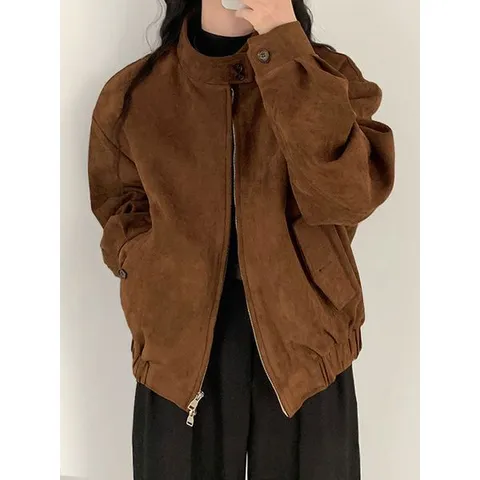 [하프클럽] 덴더링 스웨이드 집업 자켓