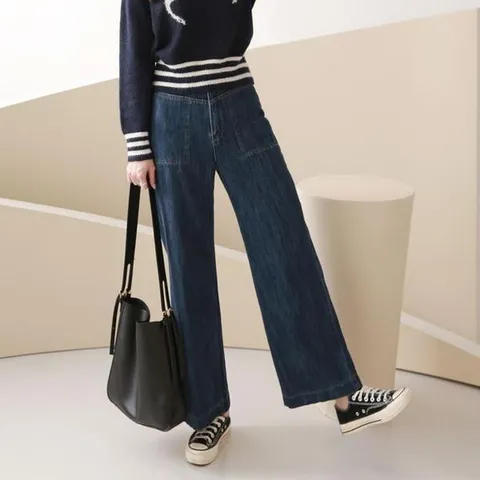 [하프클럽/셀러허브_유니섹스]국내산 청바지 와이드핏 인디고 컬러 S M L