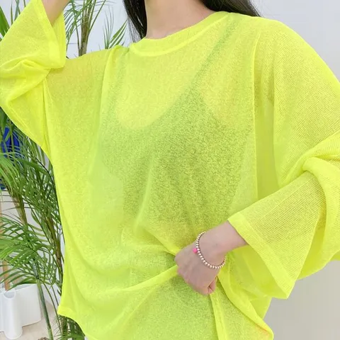 [하프클럽/자외선 차단 여름 시스루 박스핏 긴팔 라운드 티셔츠 비치룩 물놀이 레이어드