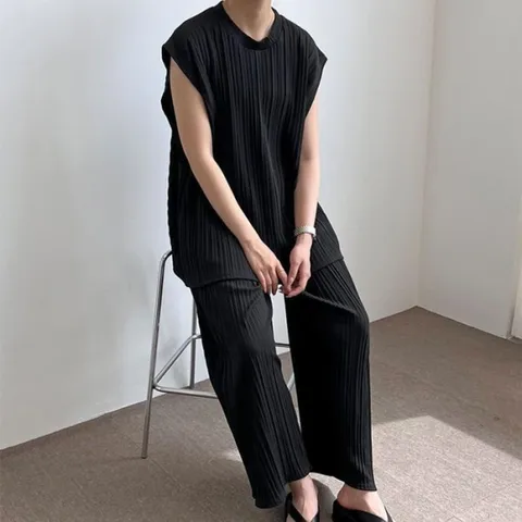 [오노마] ONM 여자 플리츠세트 스타일 1P 맞주름 나시 고품질 통바 (27757235)