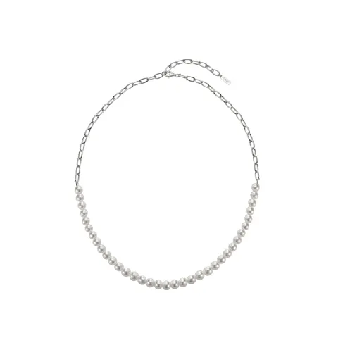 [티르리르] 쉘펄 6mm 비드 하프 체인 실버화이트 목걸이 TNSSVW14037M 463694
