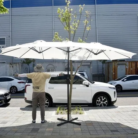 [하프클럽] 와이드 대형파라솔 화이트 받침대포함