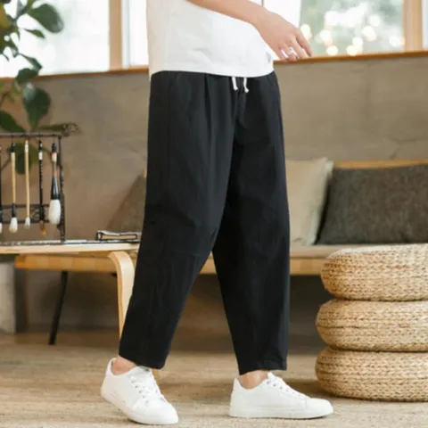 남자 밴딩 9부 린넨 팬츠 9부바지 허리밴딩 밴딩 9부 린넨 9부바지 허리밴딩