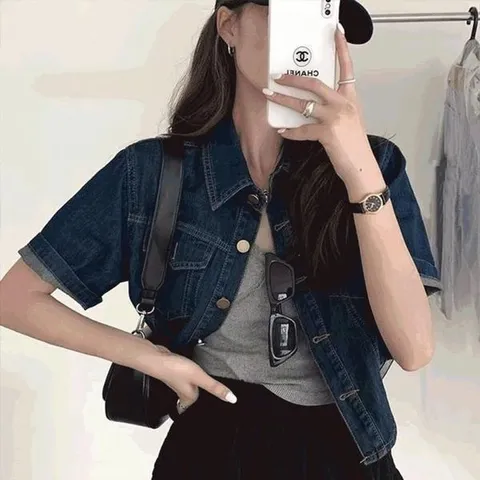 [하프클럽] ONM 멜로 데님셔츠 크롭