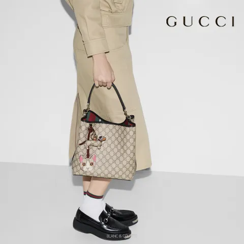 GG엠블럼 다크브라운 미디엄 버킷백 (GUCCI  AS보증) 블랑앤꼴레뜨