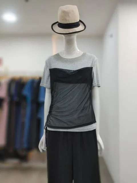 SI 세이브존04 드레이프탑 레이어드 배색 티셔츠 SMI2128350GY (50942543)