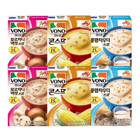 보노스프 컵스프 6개(콘스프2개+버섯스프2개+글램차우더2개)