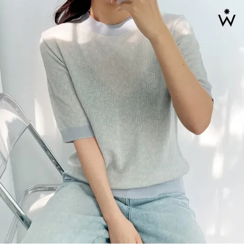 러블리 퍼프 플라워 패턴 반팔 니트 (WIBANT126)