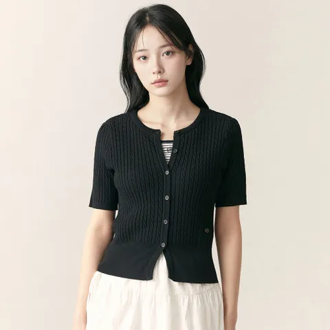 올데이가디건 라운드넥 케이블 반팔 가디건 RMCKF25R98 431941