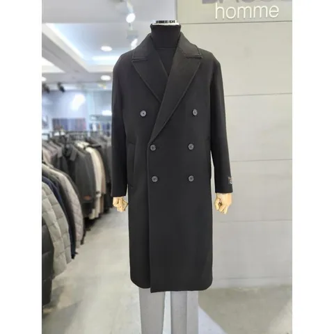 세이브존03  24 F/W 블랙 울  블렌드 세미오버 더블코트 WSYAG4CD30ABKA (29452643)
