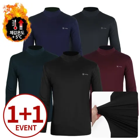 (1+1) 기능성 사방스판 기모 반목 티셔츠 기모티셔츠 반목티셔츠 폴라티셔츠 겨울티셔츠