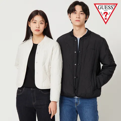 [게스] 유니 시보리넥 물결퀼팅 패딩 점퍼 NN3W0461