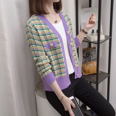 [브리치] 제로투올샵 / 스타일 루즈핏 가디건 여성 니트가디건 보라색