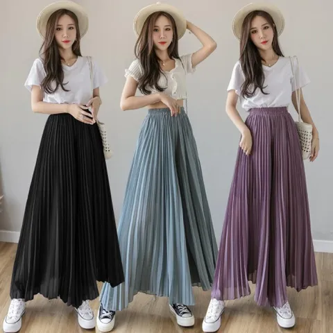 [브리치] 제로투올샵 / 여름 루즈 플리츠 쉬폰 팬츠 루즈핏 와이드 핑크