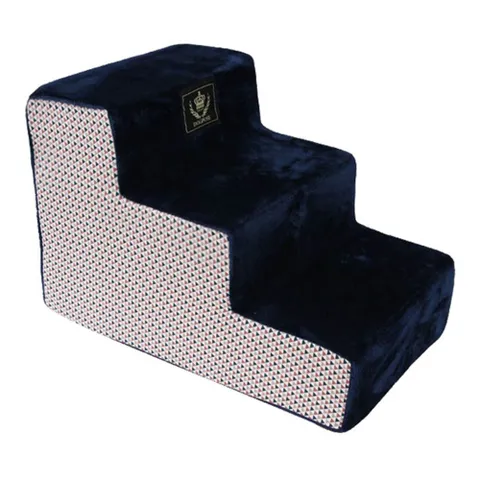 에이치플러스몰 고급원단 강아지 3단스텝 북유럽풍 네이비 애견스텝 디딤대