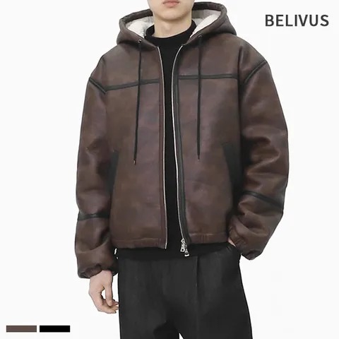 남성 후드 무스탕 양털 자켓 BWT001