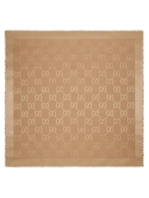 [해외직구] 25FW  GG 자카드 실크 울 숄 663671 3GC439800 BROWN