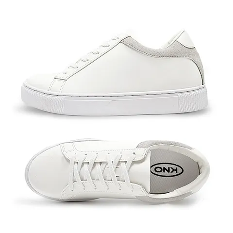 모아 젠틀리 남자 키높이 스니커즈 6cm 레더 가죽 남성 운동화 커플 신발 화이트