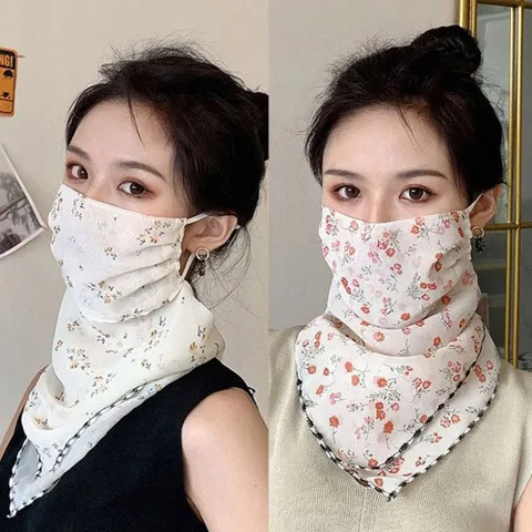 여성 플라워 패턴 햇빛 차단 스카프 겸용 마스크
