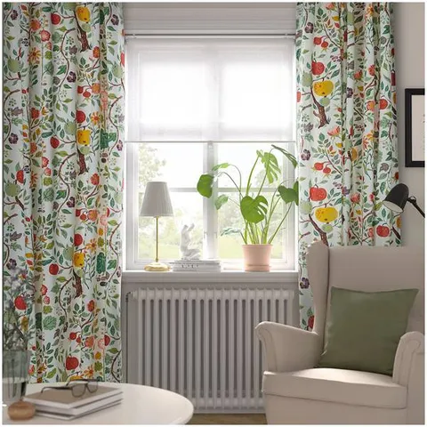 빌드페르실리아 커튼한쌍 플로럴 멀티컬러 145x250cm 커튼 거실커튼 침실커튼
