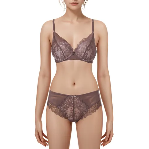 [롯데백화점](란제리)스칼럽 레이스 볼 륨업 여성노와이어 브라 햄팬티세트 BGWBPA803