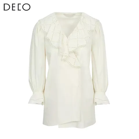 자수 넥프릴 블라우스