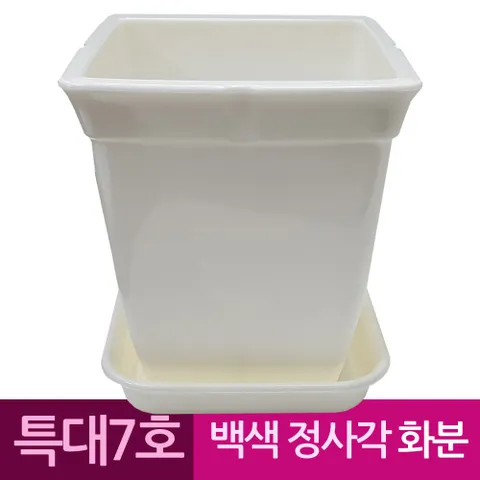 정사각 백색 도자기느낌 플라스틱화분 7호