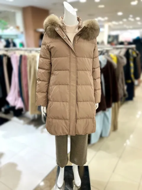 폭스퍼 후드 덕다운 롱 점퍼 TK4FA05_BK